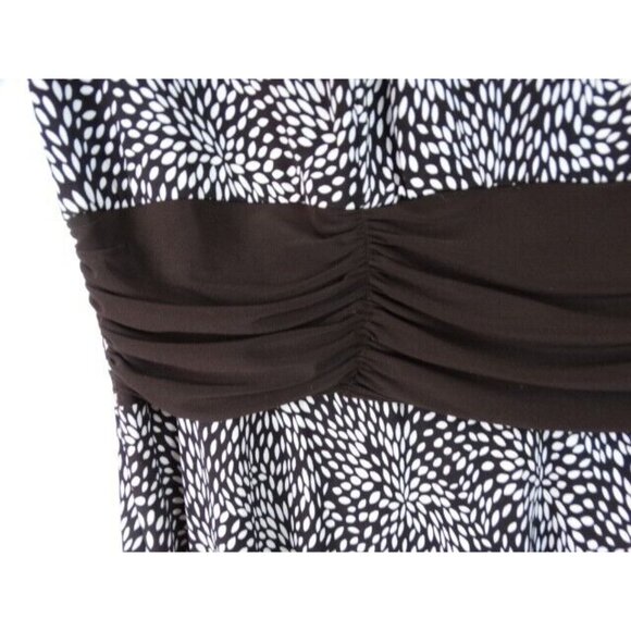 Perceptions Women's Dress Plus Size 20W Brown & White Sleeveless Midi Dress - Picture 4 of 8